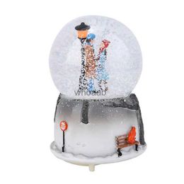 Christmas Toy Supplies Novelty Night Light Musical Snow Globe Music Box Desktop Ornament Musical Snow Globe Musical Box YQ231006