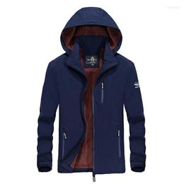 Men's Jackets Autumn Winter Hooded Fleece Coat Windbreaker Men Casual Jacket OUTWEAR Windproof Breathable Male Clothes Big Size 4XL