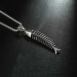 Pendant Necklaces Creative Design Fishbone Pendant Necklace Hip Hop Style Male Pendant Necklace Jewellery Gift R231006