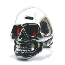 Cluster Rings Size 6 To 16 Mens Boys 316L Stainless Steel Rock Red Stone Eyes Skull Ring Est3255