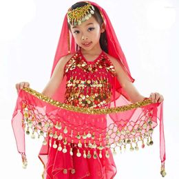 Stage Wear Girls Chiffon Belly Dance Hip Scarf Wrap Belt Child Three-layer Chain