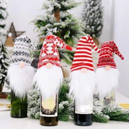 New Christmas decorations wine cover wine bottle decoration knitted hat forest old man wine set faceless doll DHL