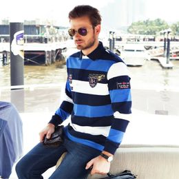 Men's Sweaters Top Fashion 3D Embroidery Tace Shark Brand Classic Striped Pullover Men Polo Shirts Casual Sweater 231005