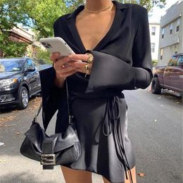 Casual Dresses Offic Shirt Silk Black Satin Dress Slip Long Sleeve For Women Clothes Blouse White Elegant 2021 Top Maxi Autumn Fal205S