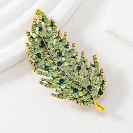 Designer Luxury Brooch Korean Version of the New Leaf Diamond Brooch for Women's Clothing Accessories Brooch for High-end Temperament Brooch Accessories