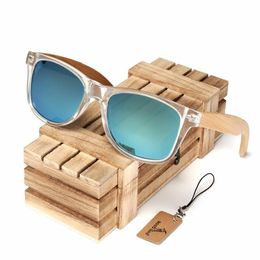 BOBO BIRD Wood Bamboo Polarized Sunglasses Clear Color Women's Glasses With UV 400 Protection C-CG008351K