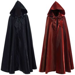 Halloween Party Role Playing Cloak Unisex Adult Long Shawl Medieval Bright Face Hooded Cape