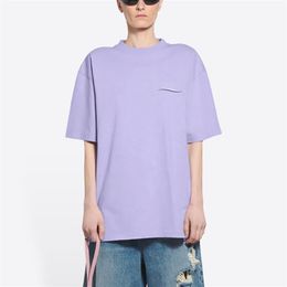 Summer Wave Letter Printed Purple Tee T-shirts Fashion Sport Casual Simple Breathable Classic Solid Short Sleeve Men Women Spring 255s