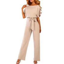 Women's Jumpsuits & Rompers Summer Clothes For Women Short Sleeve Solid Playsuit Clubwear Straight Leg Jumpsuit Loose With Be209g