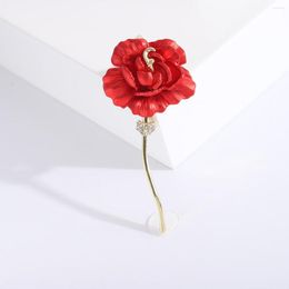 Brooches Red Rose Flower For Women Elegant Enamel Bouquet Clothing Suit Lapel Pins Accesories Wedding Party Badge Jewelry