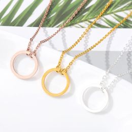 Pendant Necklaces Vintage Minimal Dainty Circle Necklace For Women Stainless Steel Chain Geometric Karma Round Jewellery Party Gift