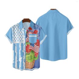 Men's Casual Shirts Summer Hawaiian Button Printed Short Sleeve Fashion Roupas Maculinas