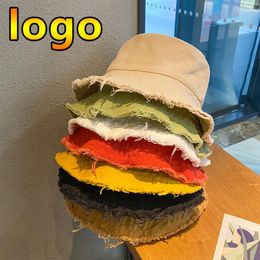 Berets Custom Logo Ladies Hop Bucket Hats Foldable Women's Tassel Washed Denim Fisherman's Hat Unisex Outdoor Beach Panama Cap