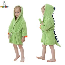 Towels Robes MICHLEY Animals Dinosaur Hooded Baby Bathrobe Cotton Soft Infant Bath Towel Robe Pajamas For Kids Boy Girl Children Winter 1-5T 231006