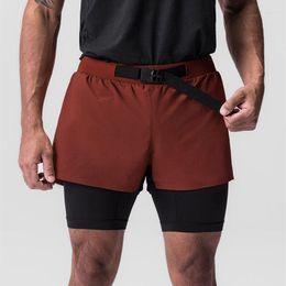 Men's Shorts 2023 Summer Elastic Quick Drying Double Layer 2 In 1 Quarter Fitness Pants