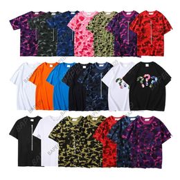 Mens T Shirts Designers Summer Loose Shark Printed T-Shirts Camouflage Short Sleeve High Street Loose Casual T-shirt for Men Women244q