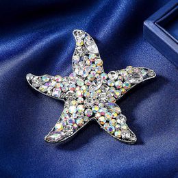 Designer Luxury Brooch Alloy Inlaid Diamond Full Diamond Crystal Starfish Brooch Female Pin Mesh Red Ins Trendy Corsage Accessories