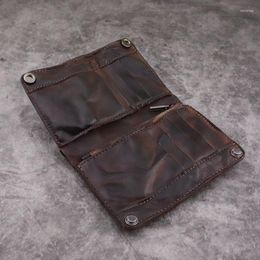 Wallets Head Layer Vegetable Tanned Leather Wallet Retro Style Multi Card Male Multi-functional Bag