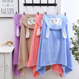 Towels Robes Thickened Coral Fleece Children's Cloak Bath Towel born Super Soft Hooded Bath Towel Home Cartoon Baby Universal Bathrobe 231006