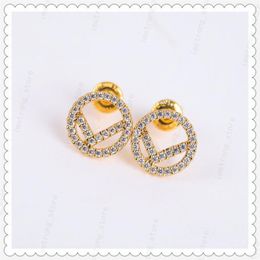 2021 Gold Hoop Earrings Designers Diamond Stud Earrings F Earring For Lady Women Party Wedding Lovers Gift Jewelry 925 Silver 0806289D