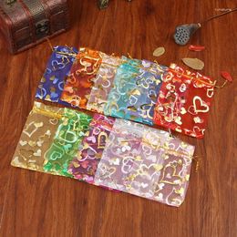 Gift Wrap 100pcs 13x18cm Colourful Organza Drawstring Bag Grand Event Party Valentine's Day Jewellery Bracelet Present Pouches