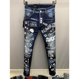 2023 neue Marken Männer Jeans Slim Skinny Bleistifthosen schlampiger Mann abgemagerte lässige Hosen Männer dsquare europäische Reißverschlusspocket Klassiker Panty Grey Jean Bootcut gutaussehend