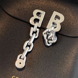 French Heavy Industry Letter Long Chain Earrings Niche Fashion Design high-End Light Luxury Unique Charm Jewellery Accessories