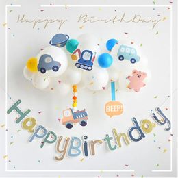 Other Event Party Supplies Ins Car Bus Theme Birthday Party 1st Birthday Banner Decoration White Balloons Clound Scene Background wall Boy Girl Baby Shower 231005