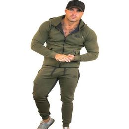 Sportswear Tracksuits Men Sets Running Gym Tracksuit Fitness Body building Mens Hoodies Pants Jogger Sport Suit Men Clothing248b