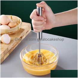 Egg Tools Whisk Blender Hand Pressure Semi-Matic Beater Stainless Steel Kitchen Accessories Self Turning Cream Utensils Manual Drop Dhle9