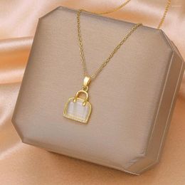 Pendant Necklaces Opal Tote Zircon Necklace Simple Vintage Style Women Fashion Jewellery Anniversary Souvenir Gifts Party Accessories