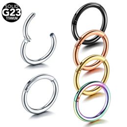 Nose Rings Studs 1PC Segment Nose Piercing 12G Septum Clicker Pirsing Earring 14G Nostril Piercing Helix Conch Pirsing Nariz 20G Jewellery 231005