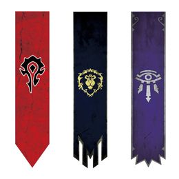 Other Event Party Supplies 36x168cm WOW World War For Horde Alliance Banner Long Flag Wall Hanging KTV School Bar Home School Cosplay Party Decoration Gift 231005