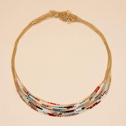 Chains BohoBliss Minimalist Miyuki Beads Necklace With Golden Stainless Steel Chain Multi-color Option Handmade Fashion Jewelry Choker