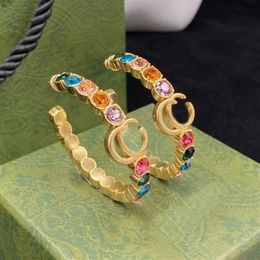 2022 New Color Diamond Hoop Huggie earrings aretes orecchini Fashion personality large circle earrings women's wedding party 254a