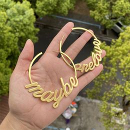 Hoop Huggie GoldButterfly Custom Name C Earrings Personalized Bottom for Girfriend Brithday Gifts 231005