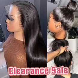 Synthetic Wigs 360 Full Lace Frontal Wig Brazilian Bone Straight 13x4 Transparent Front Human Hair For Black Women Pre Plucked Bling 231006