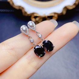 Stud Earrings FS Fashion Real S925 Sterling Silver Natural Black Spinel With Certificate Fine Charm Wedding Jewellery For Women MeiBaPJ