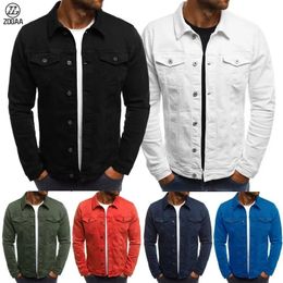 Mens Jackets ZOGAA Autumn and Winter Pure Colour Cowboy Simple Leisure Short Denim Jacket 231005