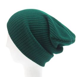 BeanieSkull Caps Stretchy Plain Knitted Hat Women Beanies Solid Skull Cap Winter Keep Warm Dark Green Grey Blue Black 231006