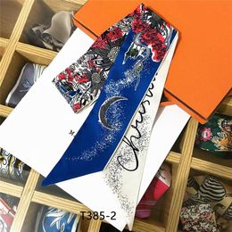 Fashion Crescent Bay Plants and Flowers Women's Scarf Bag Ribbons Brand Small Silk For Slim Line Print Head Long Scarves Shaw243C