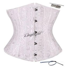 24 Spiral Steel Boned Corset Waist Trainer Waist Training Corsets Underbust Bustier Waist Cincher Shapewear Black White XS-6XL272n