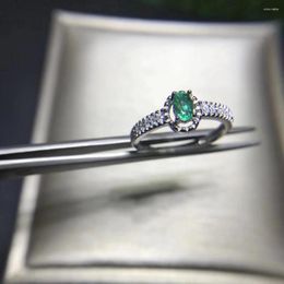 Cluster Rings Fashion Elegance Diana Round Natural Green Emerald Ring S925 Silver Gemstone Girl Women's Party Fine Jewelry