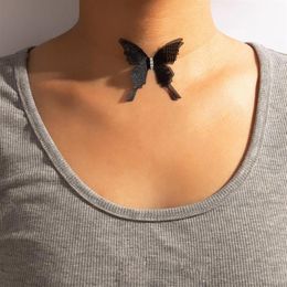 Chokers Sexy Black White Butterfly Necklaces For Women Summer Fashion White Transparent Chocker Club Party Jewellery Arrival306F