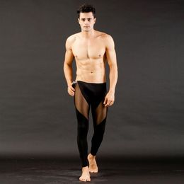 Men's Underwear Men's Sleepwear Whole-Mens See Through Mesh Low Rise Long johns Thermal Pants Underwear Trousers S M2416