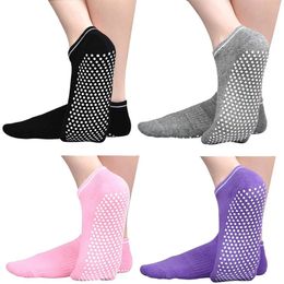 Women Socks 4pairs Soft Sweat Absorption Non Slip For Reach Ankle Yoga Elastic Rubber Dot Home Pilates Gym Trampoline Indoor