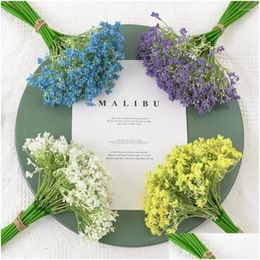 Decorative Flowers Wreaths 1 Bunch Attractive Vivid Non-Fading Simation Flower Lightweight Plastic No Need To Water For Drop Delivery Dhqd8