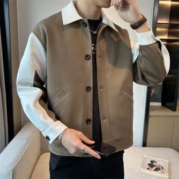 Men's Jackets South Korean Fashion Lapel Jacket Men Loose Short Coat Spring and Autumn Splicing Top Men's S-3XL Fashion Casual Wear 231005