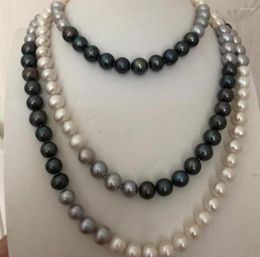 Chains Jewelry Elegant 8-11mm Multicolor Round Pearl Necklace48inch 14k
