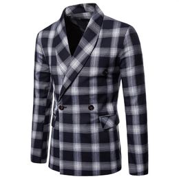 2019 New Mens Paild Blazers 3 Colours England Style Slim Fit Lapel Neck Casual Suit Tops Plus Size M - 4XL310x